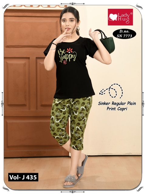 Sinker r/n plain & print capri set SN 7773 (Vol – J 435)