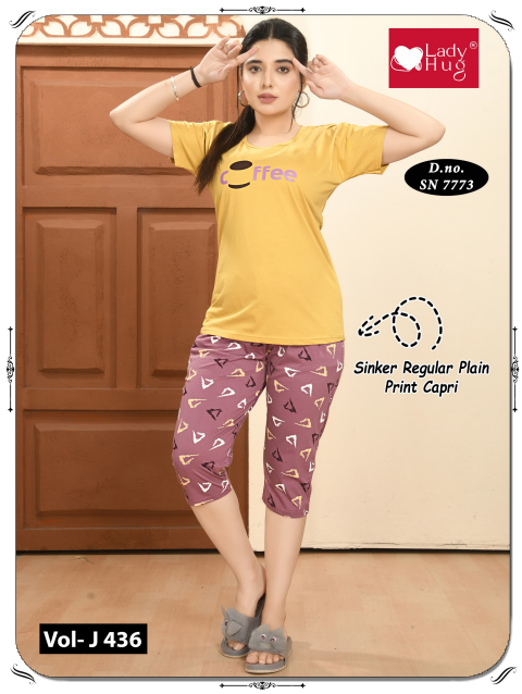 Sinker r/n plain & print capri set SN 7773 (Vol - J 436)