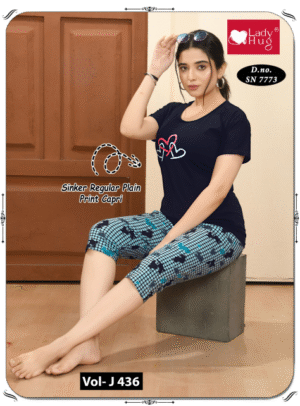 Sinker r/n plain & print capri set SN 7773 (Vol - J 436) - Image 4