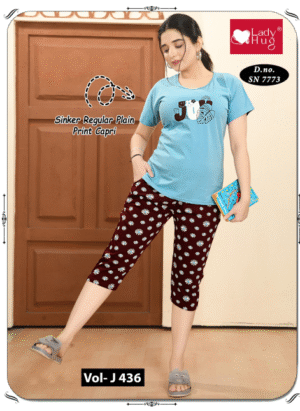 Sinker r/n plain & print capri set SN 7773 (Vol - J 436) - Image 5